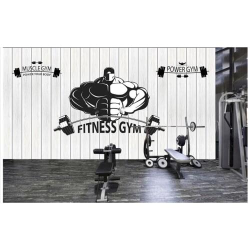 3d photo wallpaper 3d murals wallpaper for walls 3 d Gym mural custom Retro fitness club setting wall board lifting weights wall