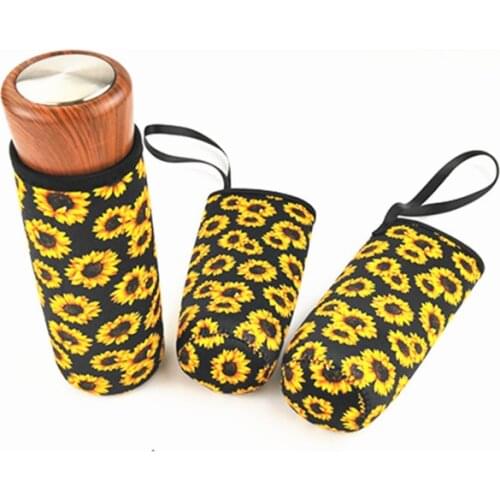 4Pcs Sunflower Baseball Sport Collapsible Water Bottle Cover Neoprene Insulator Sleeve Bag Case Pouch Drawstring Cooler 500ml