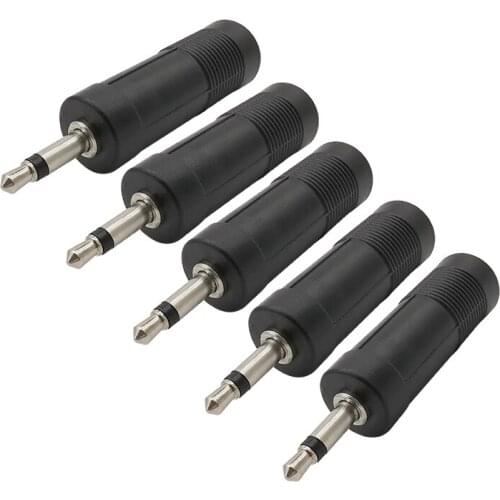 5Pcs 3.5mm Male Plug to 6.35mm Female Jack Mono Connector 3.5mm Plug to 6.5mm Jack Converter for Mobile Phone PC Notebook