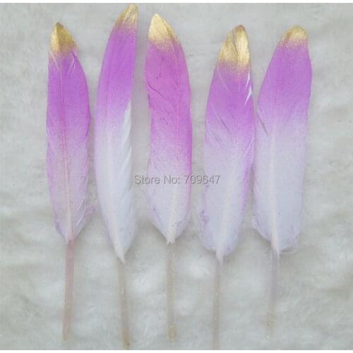 50pcs/lot!Gold Dipped Feather 9-15cm Feathers Hair Feathers Craft Supplies Wholesale Feathers Gold/Lavender/white