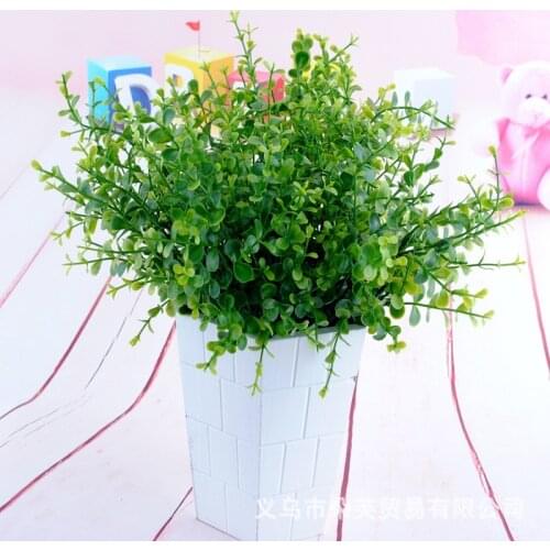 7 Fork Artificial Plants Eucalyptus Grass Plastic Ferns Green Leaves Fake Flower Plant Wedding Home Decoration Table Decors