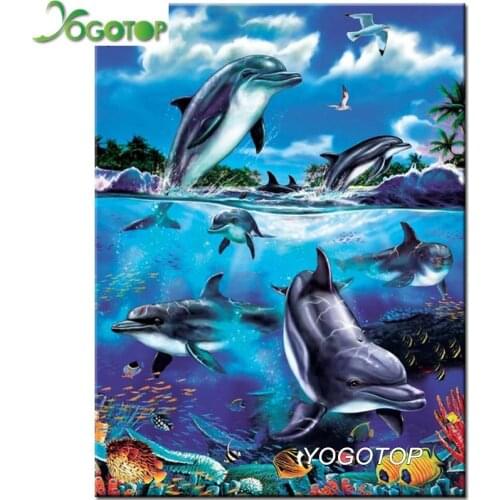 Diamond embroidery Dolphin Fantasy 5d diy diamond painting new arrivals full diamond mosaic rhinestones pictures animals YY2693