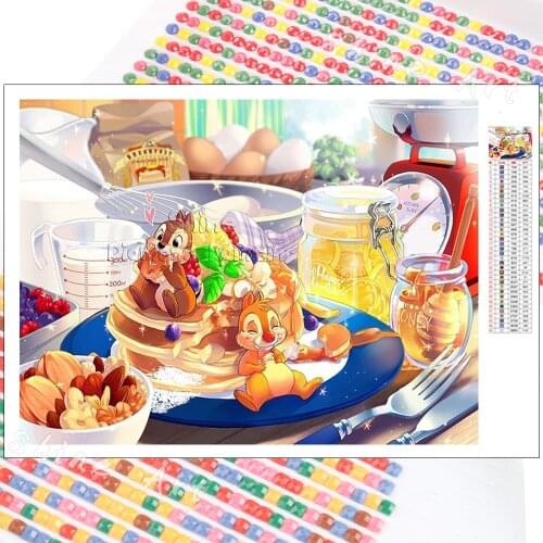 Diamond Painting Disney Chip and Dale Cartoon Animal Cross Stitch Full Drill Chipmunk Wall Stickers Art 5D DIY Mosaic Home Decor