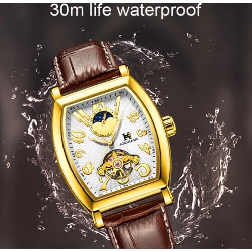 AOKULASIC Mens Gold Watch