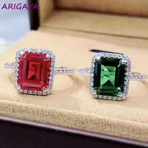ARIGAYA Brand Real 925 Sterling Silver Ruby Emerald created 5 Ct moissanite Gemstone rings Wedding Anniversary Fine Jewelry Ring