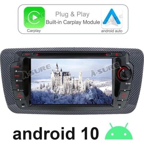 A-Sure 2 Din 7'' Android 10.0 Exclusive Dual Tuner Auto Radio CarPlay DSP GPS DVD Stereo Navigation For Seat Ibiza DAB WIFI 4G