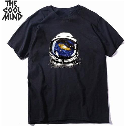 COOLMIND 100% cotton short sleeve o-neck cool space print men T shirt causl loose men tshirt summer t-shirt tops mens tee shirts