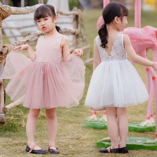 Childrens Clothing 2021 Summer New Girls' Dress Lace Vest Dress Girls' Veil Dress Pettiskirt Princess Dress
