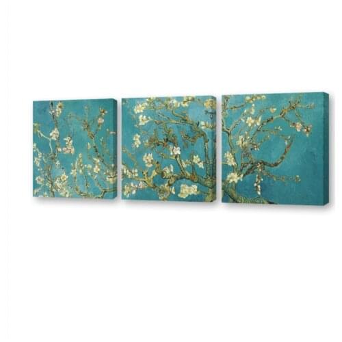 High Definition 3 Panels Classic Wall Art Poster Pirntincentan Gogh Blossoming Almond Tree on Canvas Paintings Home Decor