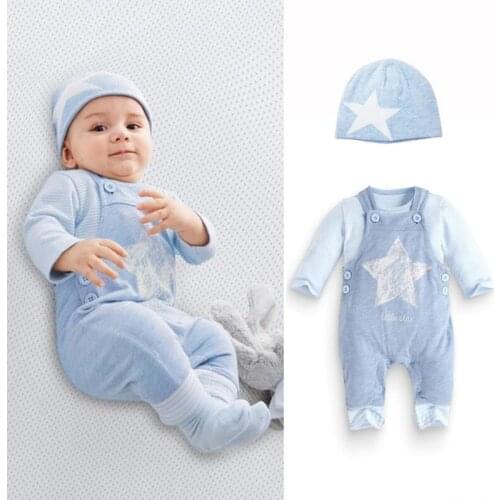 Baby Boy Romper stripe Long Sleeve shirt with hat Halloween Christmas Costume Gift Boys Rompers Spring Autumn Clothing set