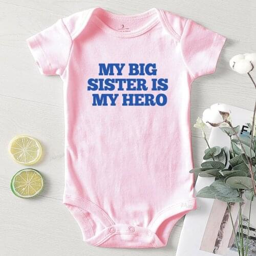 Newborn Girl Onesies Baby Boy Winter Clothing My Big Sister Is My Hero Letter Printed Kids Summer Clothes Jumpsuits