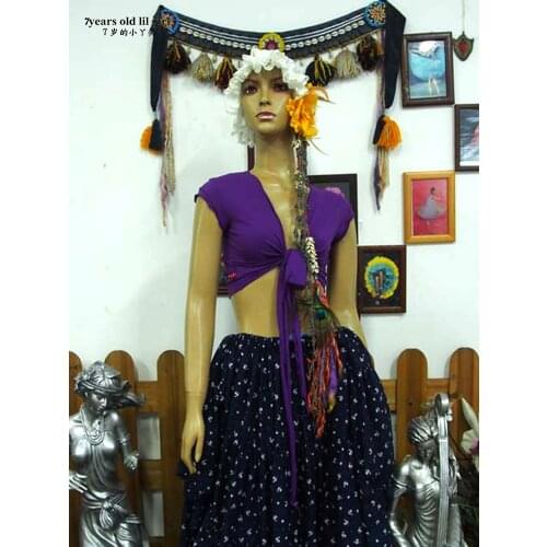 Lycra Cotton Belly Dance Sleeveless Wrap Top Velvet Fat Chance Tribal Costume AH30 35