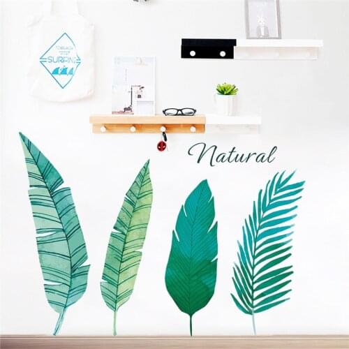 Coloful Flamingo Green Natural Plant Wall Stickers Home Decor Living Room Bedroom Animal Wall Decal Pvc Mural Art Diy Poster