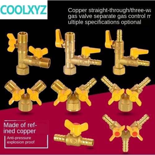 Brass Gas Three-way Valve Copper Rod Copper Core 1/2inch Brass Gas Valve Natural Gas Switch Ball Valve