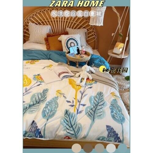 Summer Quilt Washable Double Air-conditioning Quilt with Small Fresh Print Pattern Air-conditioning Quilt