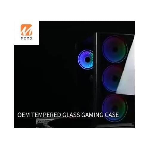 Best price cpu cabinet computer case gaming tempered casing Black