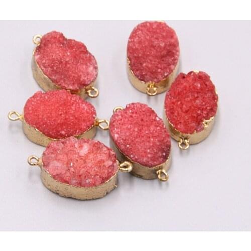 Irregular Natural red Quartz Crystal Druzy agates Pendant connector for jewelry making Handmade Gem Accessories necklace earring