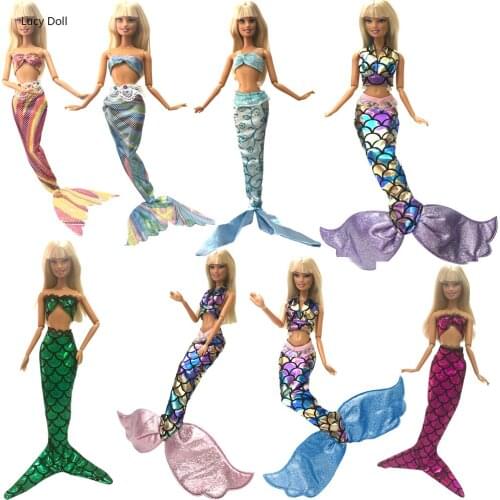 NK 1 Pcs Doll Mermaid Tail Dress Fashion Cosplay Outfit Similar Fairy Tale Party Clothes For Barbie Doll Baby DIY Toys JJ 8X