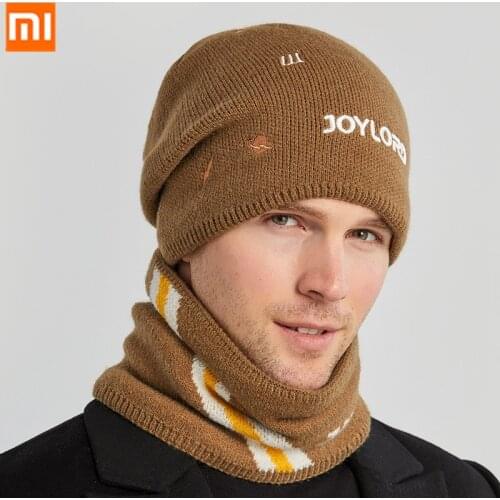 New XiaoMi woolen hat, bib, plus velvet, keeps warm, soft and comfortable, knitted hat, embroidered letters, warmth cap