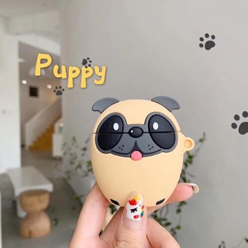 New Cute Animal Pet Dog Bago Pug Schnauzer Airpods Silicone Case Bluetooth Earphone Case For AirPods 1 2 Accessories cover coque