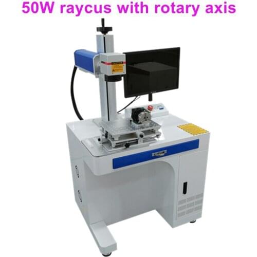 30W 50W fiber laser marking machine for engraving and cutting and marking with rotary axis