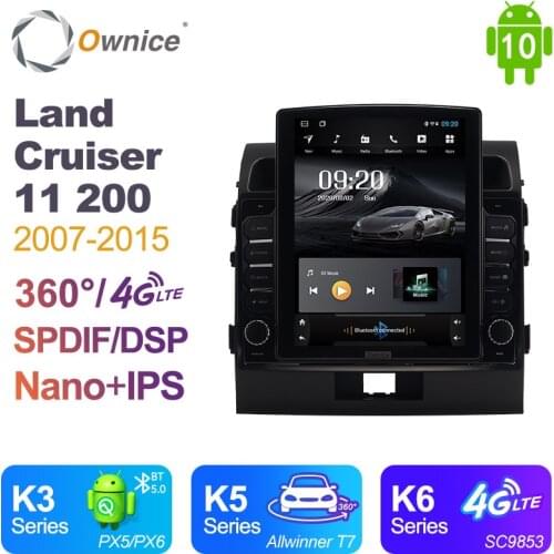 Ownice Android 10.0 Car Radio for Toyota Land Cruiser 11 200 2007 - 2015 GPS 2 Din Auto Audio System Player 4G LTE Tesla Style