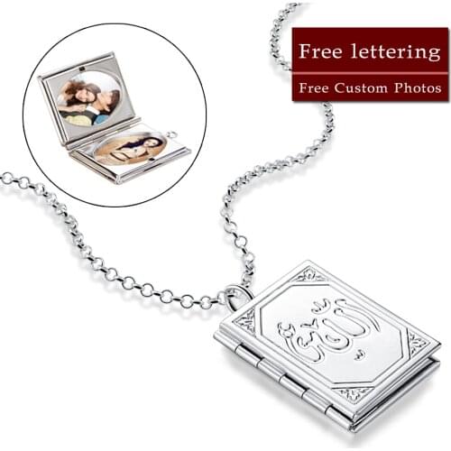 Romantic Square Photo Frame Necklaces for Women Gifts Can Be Opened 925 Solid Silver Daily Anniversary Love Keepsake Jewelry