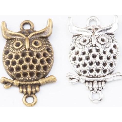 70pcs 26*15MM Antique silver color bronze bijoux owl charms metal alloy owl pendants for bracelet necklace earring diy jewelry