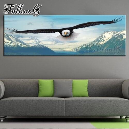 FULLCANG full square/round drill large 5d diy diamond painting snow mountain and eagle mosaic embroidery sale animals FC1303