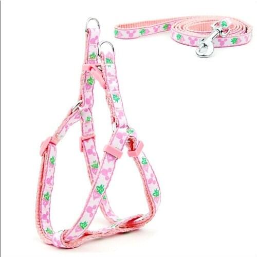 Pet Dog Strawberry Embroider Harness and Leash Set Summer Chihuahua Fashion Harness for Small Dog Adjustable Puppy Dog Accessory