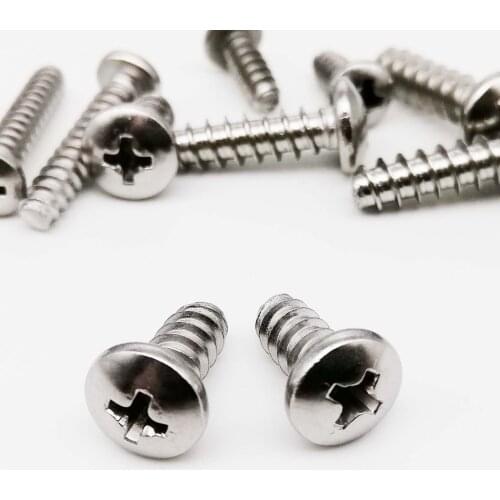 20/100X M1.2 M1.4 M1.6 M2 M2.6 M3 M3.5 M4M5 304 Stainless Steel Cross Recess Phillips Pan Round Head Flat End Self Tapping Screw