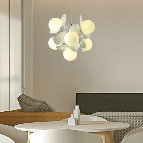 Nordic Chandelier LED Modern Simple Creative Hanging Lamps Lighting Bedroom Living Room Dining Room White Deco Glass Chandelier