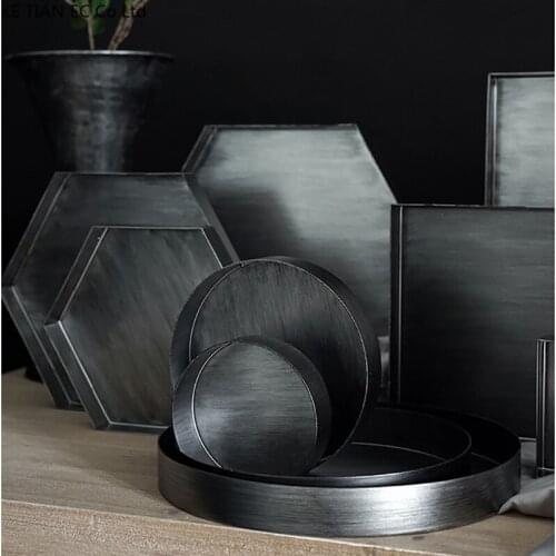 Modern Retro Metal Storage Tray Silver Rectangular Food Cup Cosmetic Storage Luxury Silver Hexagon Dessert Jewelry Display Tray