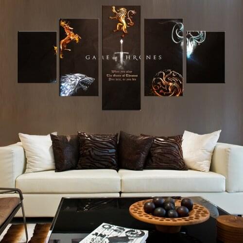 Modern Living Room Wall Art Decor HD Printed 5 Pieces Thrones Poster Canvas Painting Modular Pictures Artworks