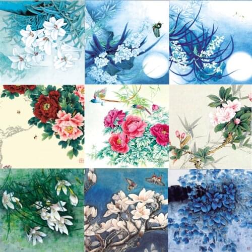 30*60cm imitation silk flower painting pholstery fabric cloth for sewing diy bag craft material pattern fabric textile tissu bag