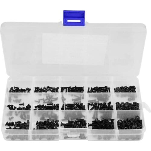 Hex Countersunk Screw 481 Pcs Carbon Steel Hexagonal Countersunk Screw Nut Kit M2 M2.5 M3 Hex Flat Head Screw Nut Kit