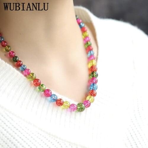 WUBIANLU 8 Styles Tourmaline Stone Irregular Round Bead Jades Necklace Women In Choker Necklaces Jewelry Wholesale