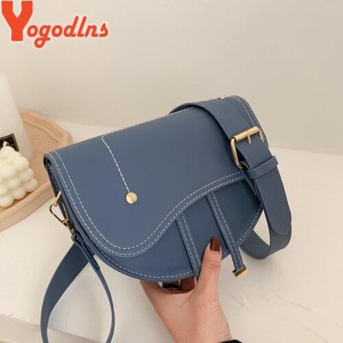Yogodlns Retro Saddle Shoulder Bag Female 2021 New Crossbody Bag Simple Solid Color Lady Messenger Bag Flap Handbag and Purse sa