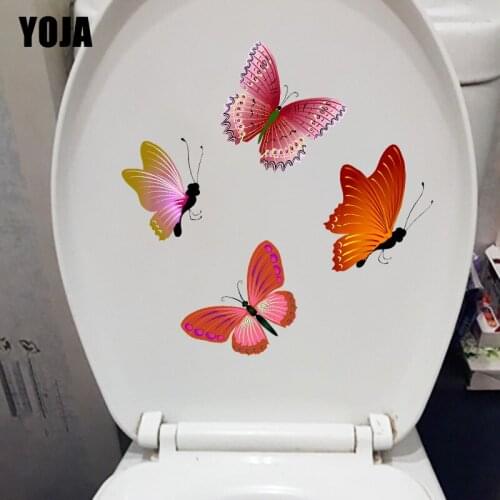 YOJA 21.8X19.9CM Flying Butterfly Kids Room Decoration Cartoon Wall Sticker Bathroom Toilet Decals T1-2243