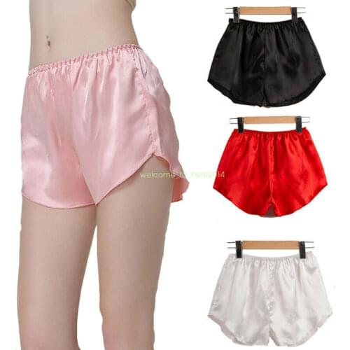 Women Sleep Pant Elastic Silk Waist Satin Shorts Sleepwear Lingerie Pajama Pant