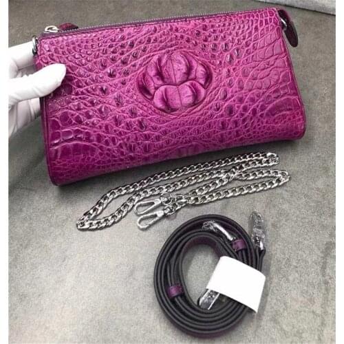 Authentic Real Crocodile Skin Womens Flap Purse Genuine Alligator Leather Lady Messenger Bag Female Single Cross Shoulder Bag