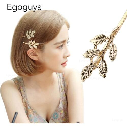 1PC Fashion Girls Olive Leaf Hair Clips Women Metal Hairpins Alloy Leaves Barrettes Twig Branch Bee Headwear Hair Styling Tools