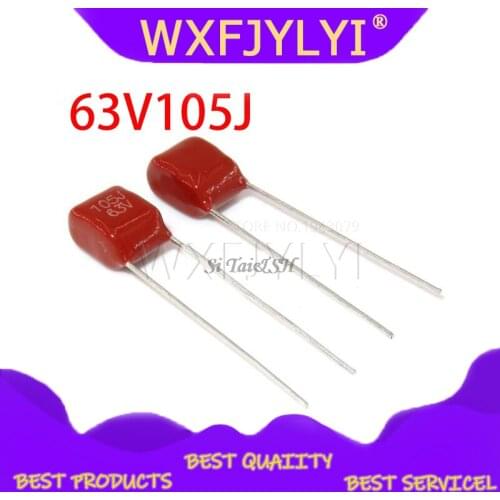 10PCS 63V105J 1UF Pitch 5MM 63V 105 1000nf CBB Polypropylene film capacitor