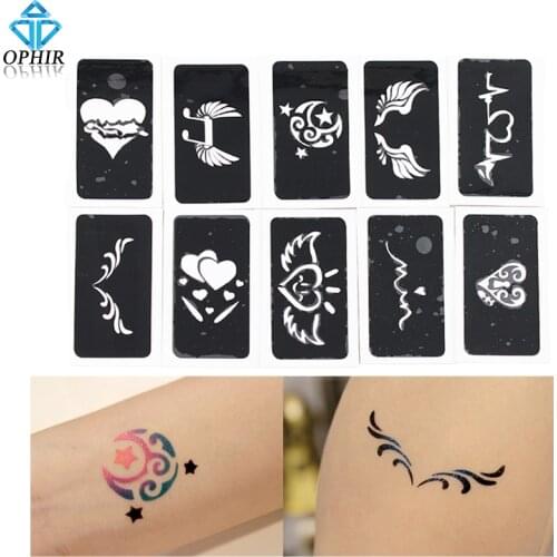 OPHIR 10 PCS Airbrush Temporary Tattoo Stencils(Cute Heart series) for Body Painting Stencil Wing Designs 7.1cm x 3.6cm_TA032D