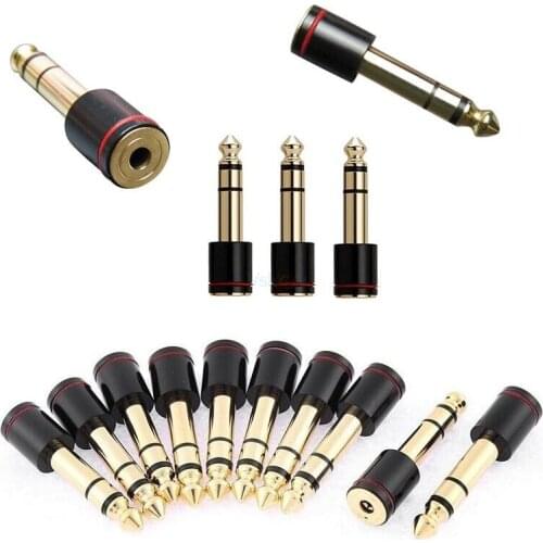 100pcs 1/4'' TRS 6.35mm Male to 3.5mm Female Jack Headphone Audio Adapter 6.35 to 3.5 Plug for AMP Mixer Stereo System Convertor