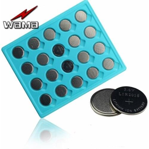 20pcs/lot LIR2016 Li-Ion Rechargeable Button Cell Battery 3.6V High Quality Repeat Charge Over 500 Times For Toys Camera