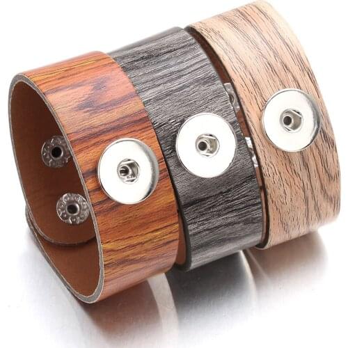 2018 New Snap Bracelets For Women Men Grain Leather Bracelets fit Diy 18mm Snap Buttons Jewelry
