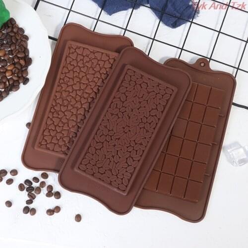 3pcs Heart-Coffee Beans Shaped 3D Chocolate Molds Silicone Bakeware Set Cake Decorating Tools