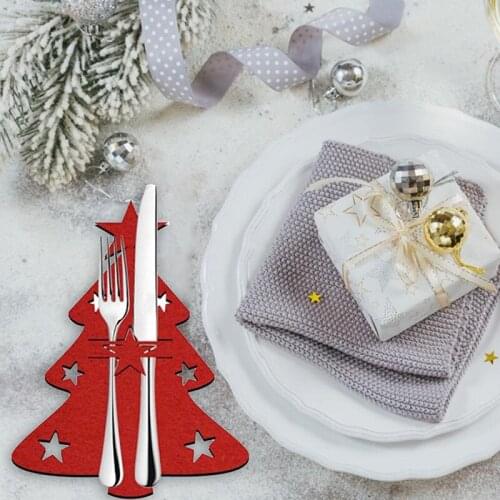 4PCS Christmas Tree Cutlery Bag Unique Exquisite Cutlery Holder Organizer Table Knife Fork Holder Party Christmas Decoration