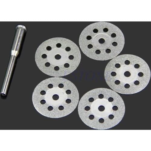 5PCS 22mm Mini Sharp Rotary Diamond Cutting Discs Disks Dremel Tools With A Rod H02